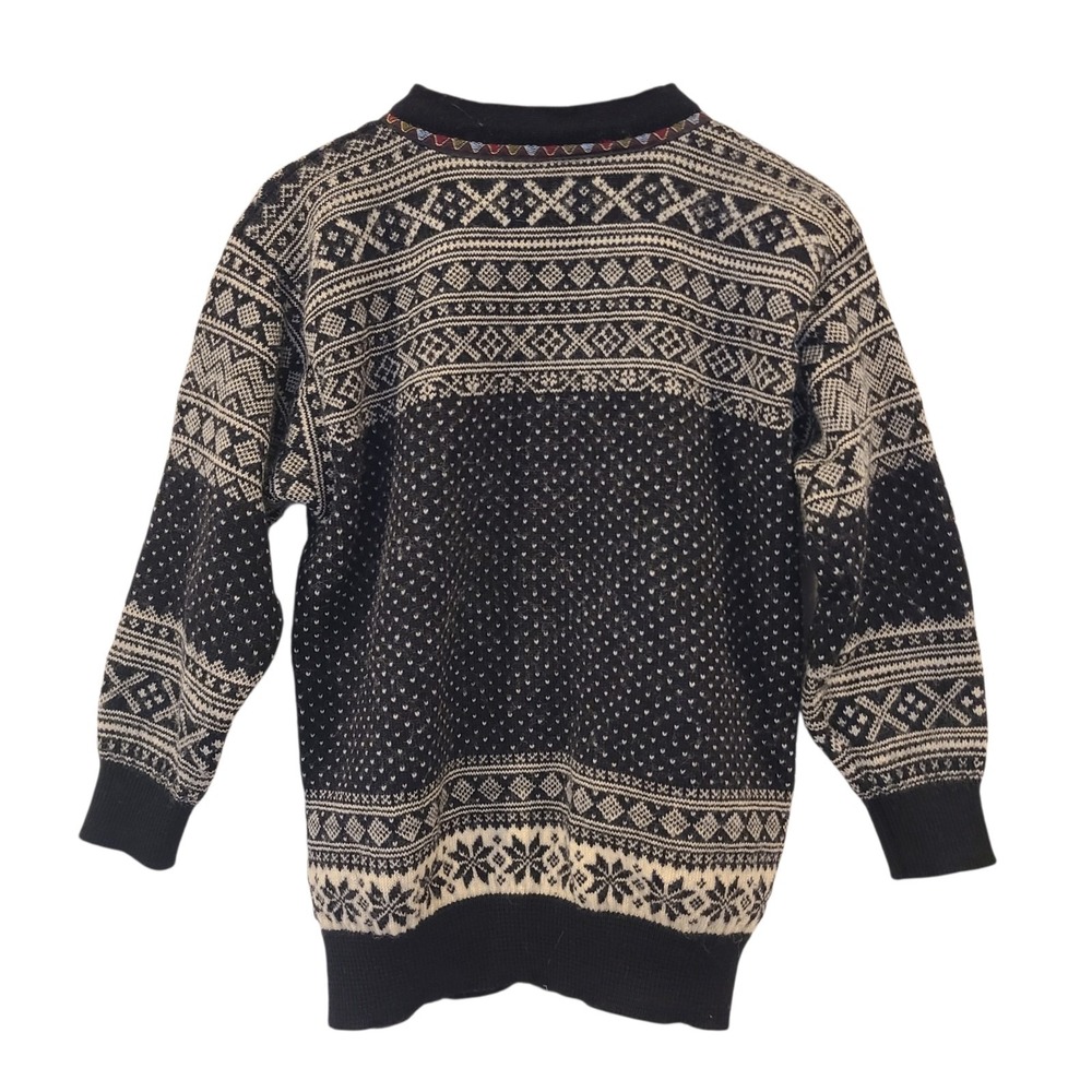 Vintage Dale of Norway Cardigan Sweater‎ Pure New Wool Black Nordic Fair Isle S - Picture 3 of 5